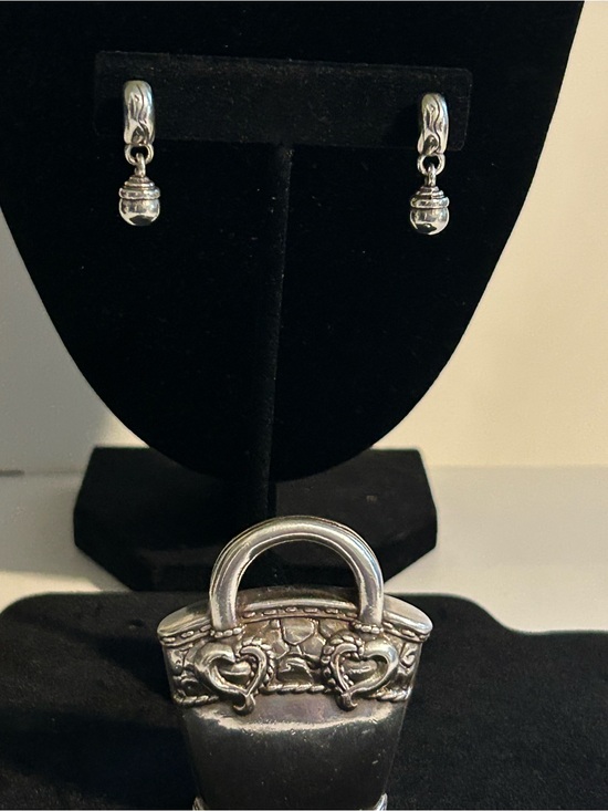 Jewelry - Brighton Silver Dangle Earrings with Handbag picture/card holder Mom Birthday